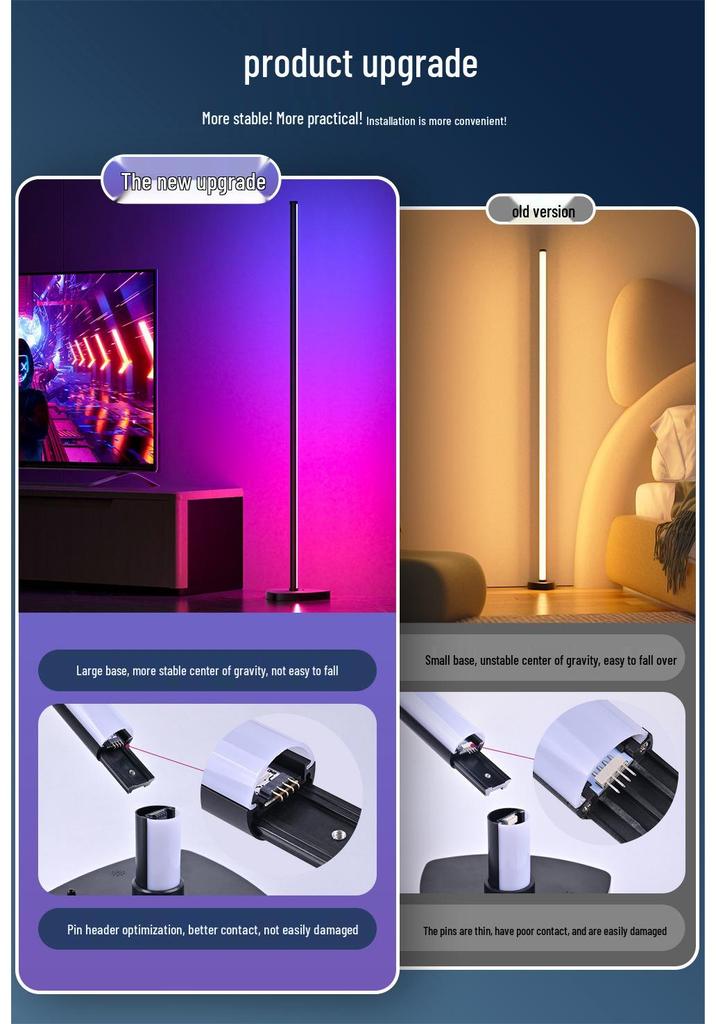 RGB Music-Sync Colorful Floor Lamp: Full Illumination Sound-Reactive Light for Bedroom & Living Room