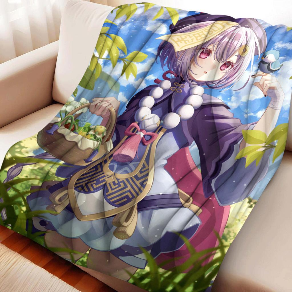 Cartoon Ellen Joe Flannel Blanket Cover Genshin Ganyu Keqing Soft Anime Blanket Multifunctional Decor Home Universal Blankets