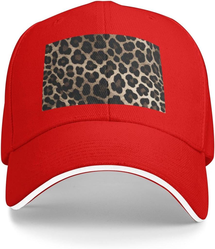 Leopard Print Baseball Cap Polyester Adjustable Sun Protection Casual Dad Hat for Unisex Adults