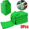 5pcs 25x25cm Green Car Wash Microfiber Towel Plush Cleaning Drying Cloth Car Care Cloth Detailing Polishing