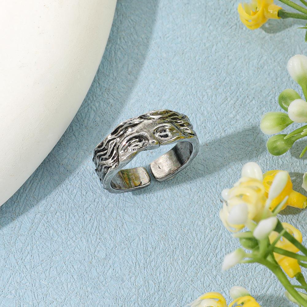 Half-face Ring for Men and Women, Cold Style, Fashionable Temperament, Open Adjustable Ring