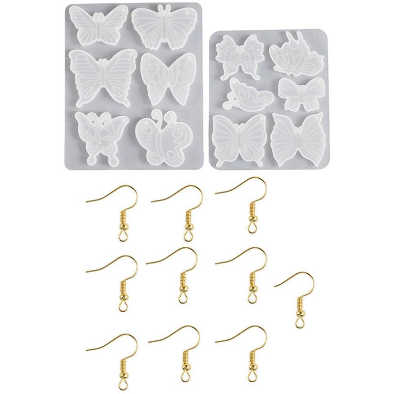 

WTEMPO 1set DIY Resin Butterfly Pattern Design Pendant Mold Keychain Silicone Mold Wardrobe Aroma Diffuser & Tag & Earrings Crafts Making Mold 1set белый