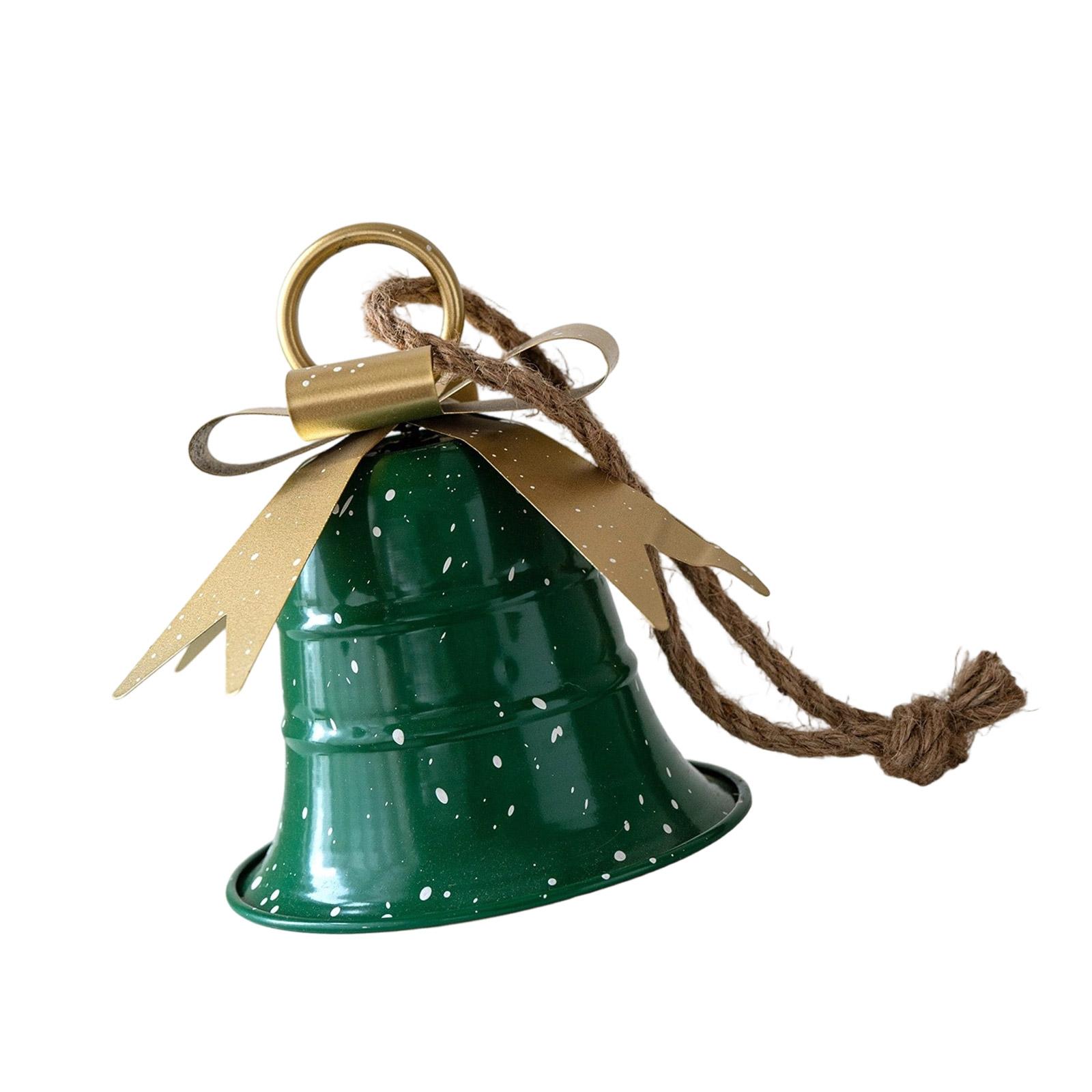 Iron Metal Bell Hanging Decoration Christmas Tree Bell Ornament for Door Mantel Porch Window Christmas Tree Decoration зелёный