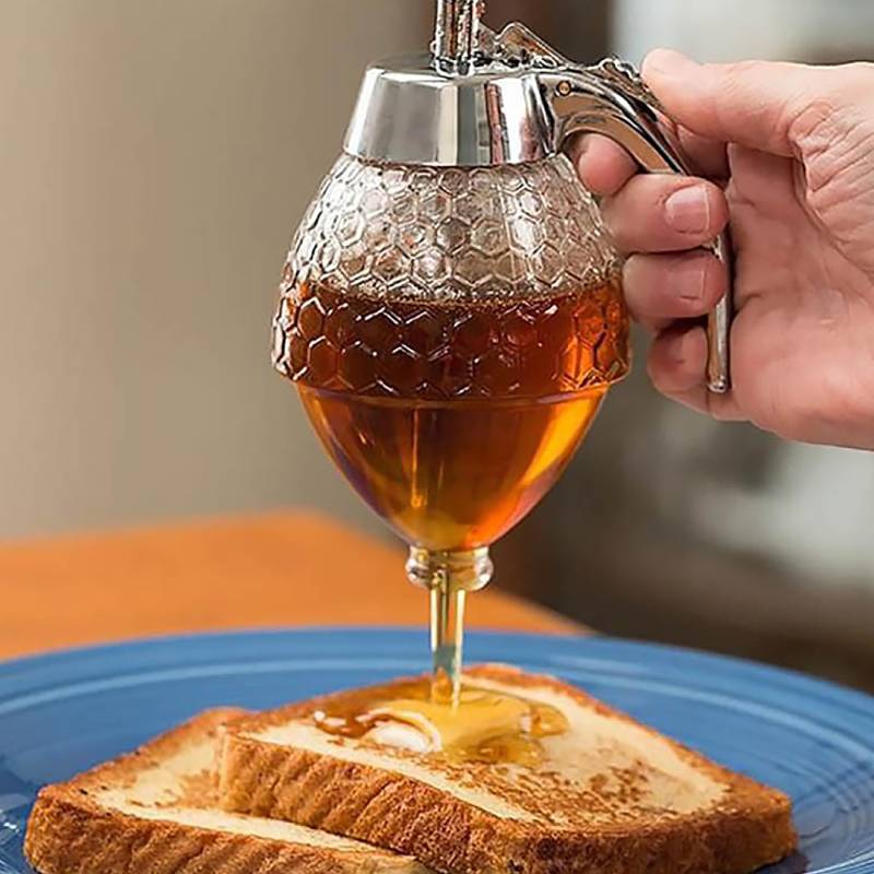Honey Syrup Press Dispenser Juice Syrup Holder Squeeze Bottle for Food Oil Portable Storage Pot Home Kitchen Storage Supplies