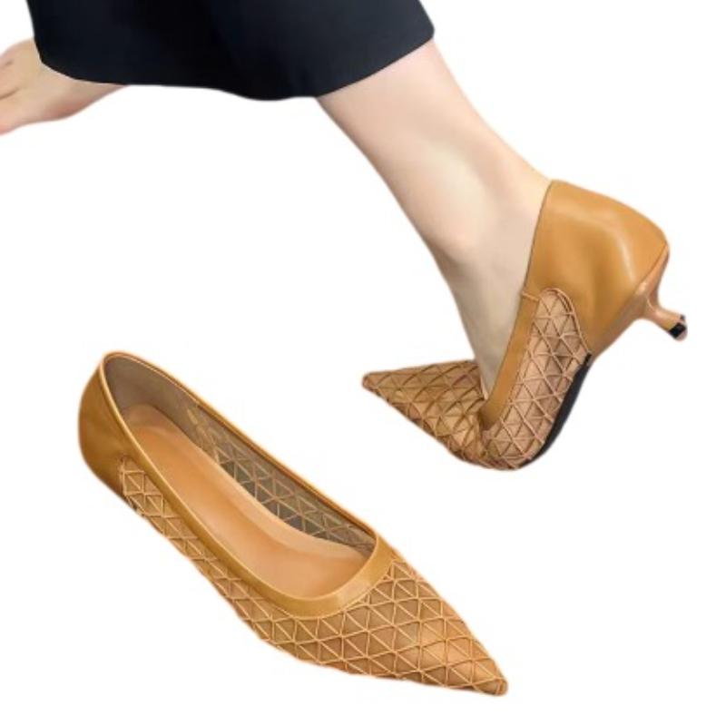 Mode Eleganta Kvinnor Högklackade Skor Mesh Sexiga Spetsiga Tå Klackade Sandaler Designer 2025 Sommar Nya Klänningsfest Kvinna Pumps Zapatillas