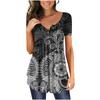 Summer Women's Short Sleeve Floral 3D Printed Buttons T Shirt Ladies Plus Size Top