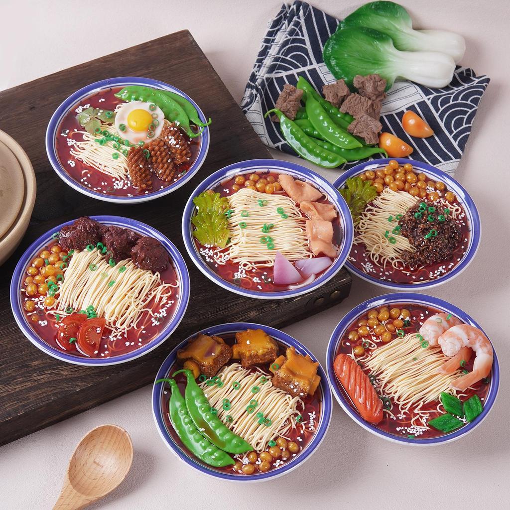 Life-Size Realistic Ramen Bowl Model with Beef Balls for Display or Photography