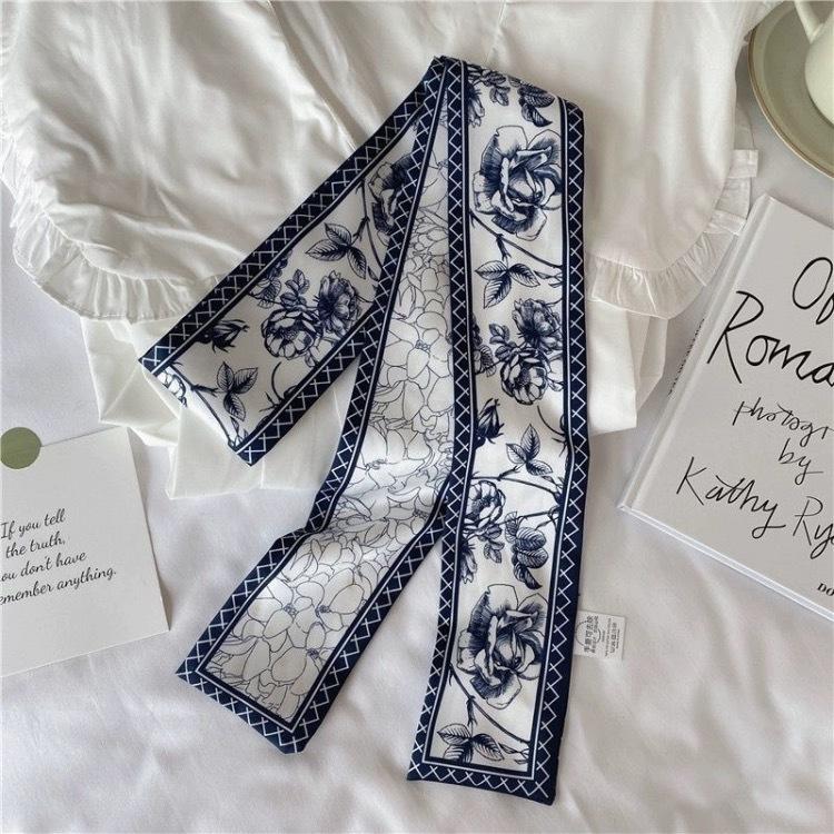 Silk Scarf Headband French Braided Hair Ribbon Versatile Ponytail Streamer Headgear Bag Decoration