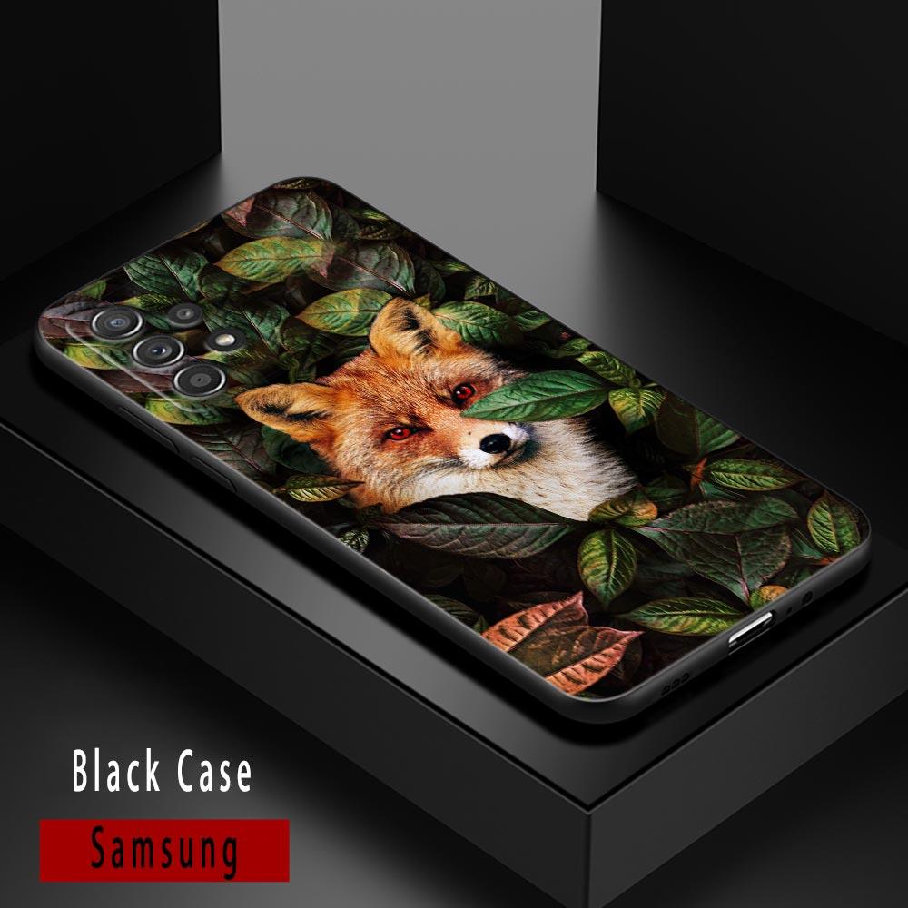 Cute Fox Animal Cases For Samsung Galaxy A52 5G Funda A13 A54 A52s A53 A72 A73 A33 A23 A32 A51 A71 Soft TPU Silicone Black Cover