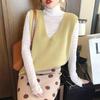 Spring and Autumn Fashion All-match Vest Women's Short Knit Waistcoat Solid Color Sleeveless Women's Sweater