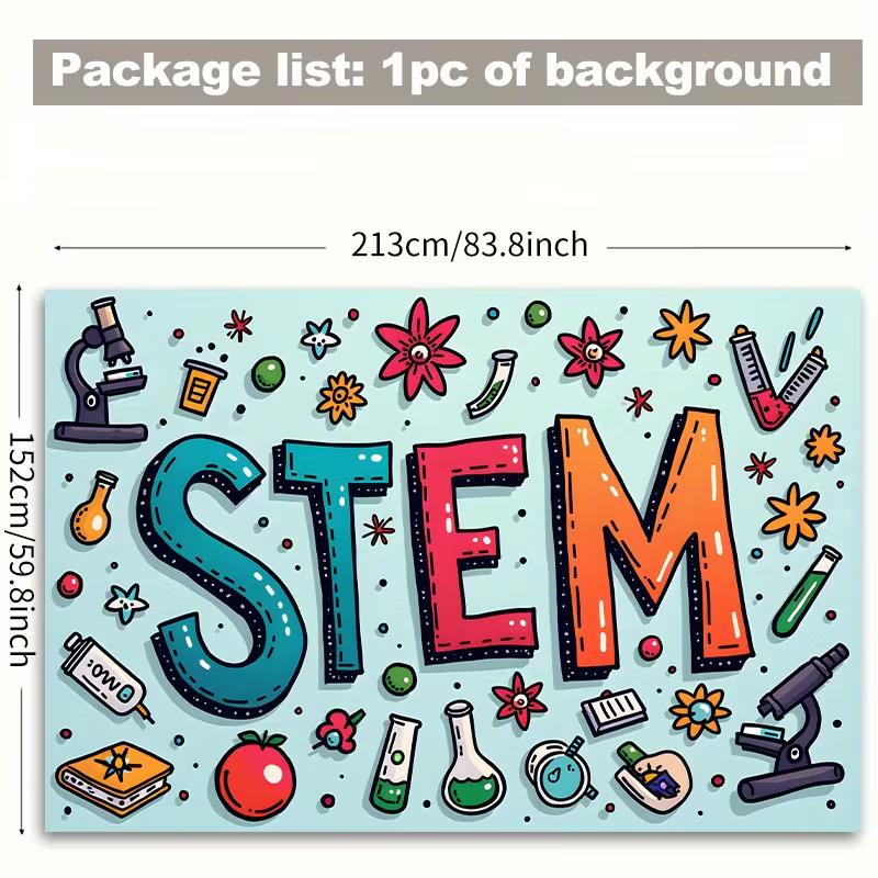 

2D Colorful STEM Banner Backdrop for Science Themed Birthday Party Supplies 47.2x31.5inch/120*80cm