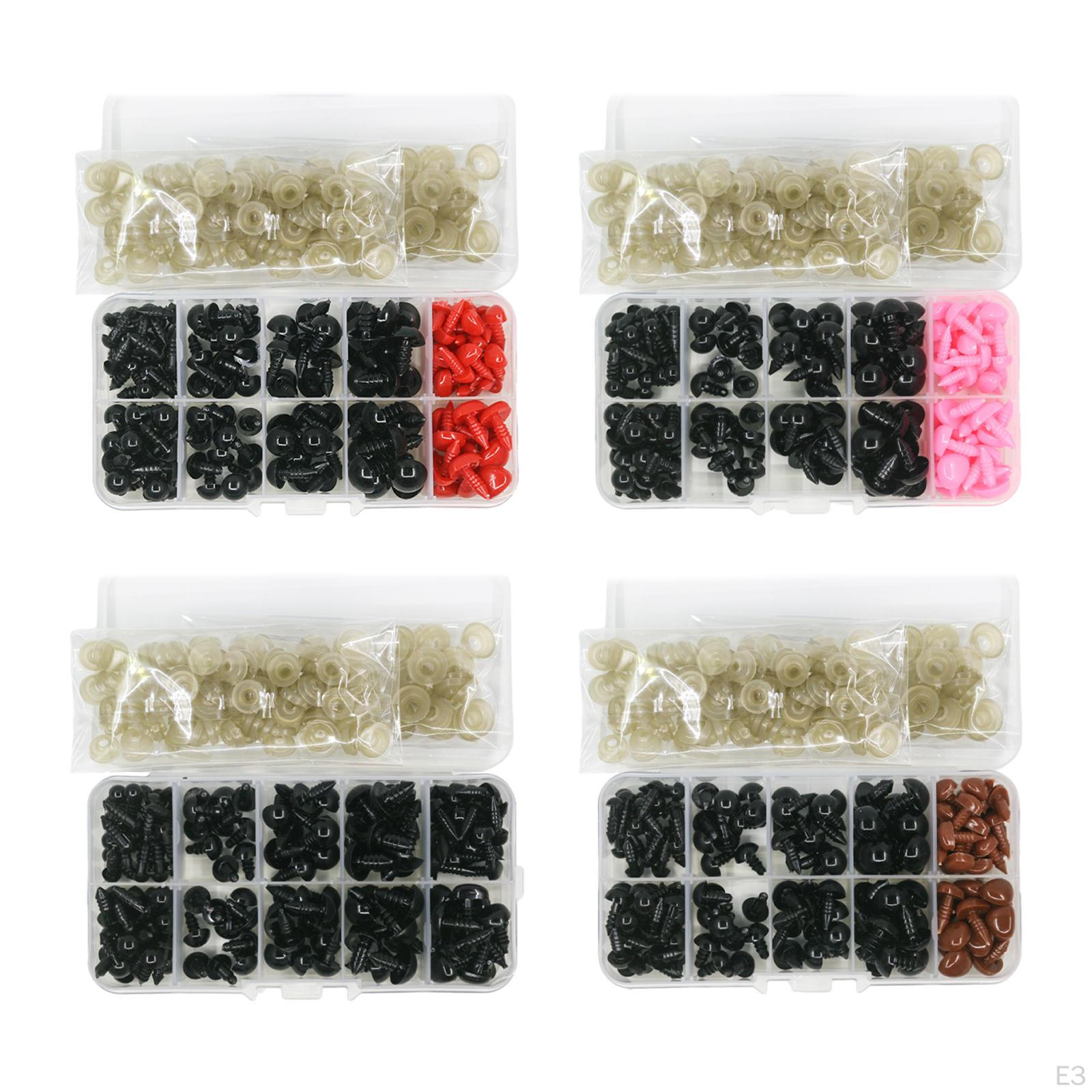 Набор из 135 кукольных глаз и носов для поделок ручной работы розовый — фото 4