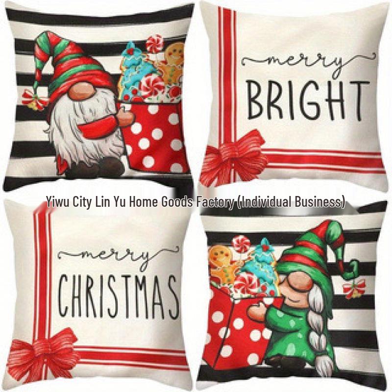 Christmas Linen Pillowcase: Home Sofa Decor & Car Lumbar Support Cushion Cover