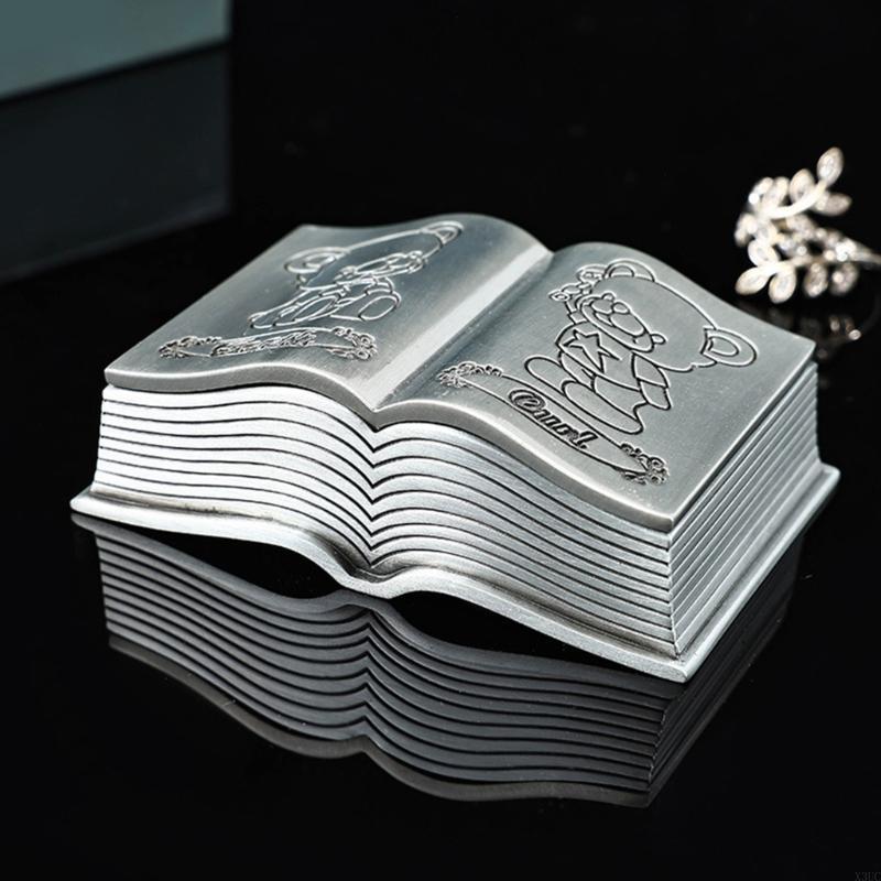 Baby First Tooth and Metal Case Decorative Baby Teeth and Fetal Hair Storage Container Metal Box for Nursery X3UC