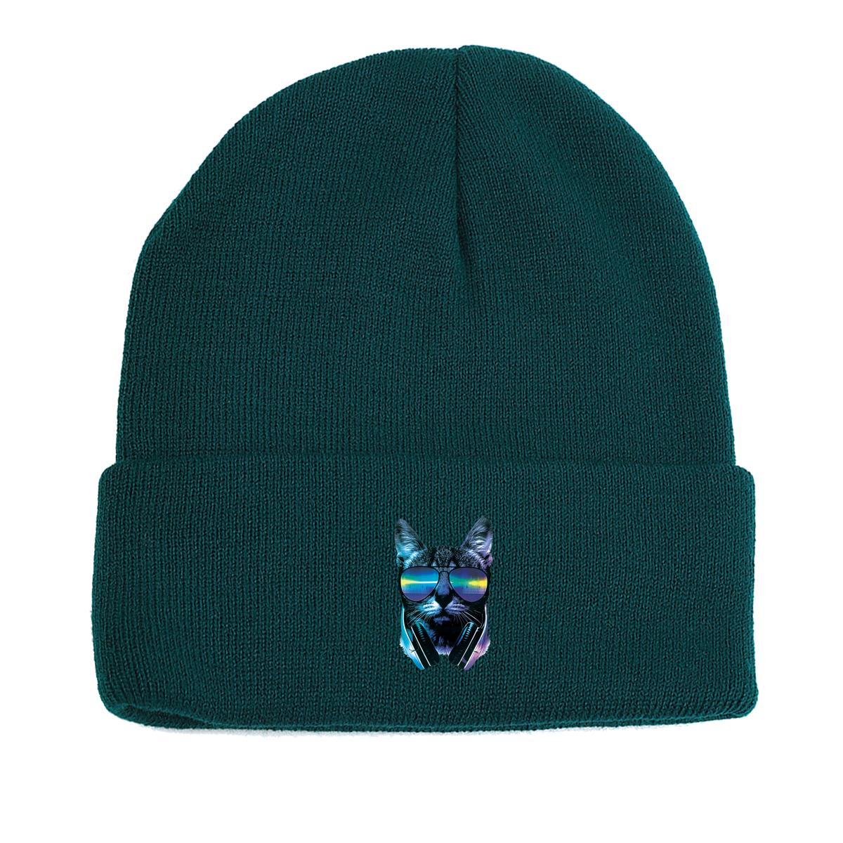 

Крутая вязаная шапка с принтом животных, детская шапка, подходящая для осени, модная вязаная шапка с помпоном, идеально подходит для подарков, аксессуаров для кемпинга as the picture зелёный