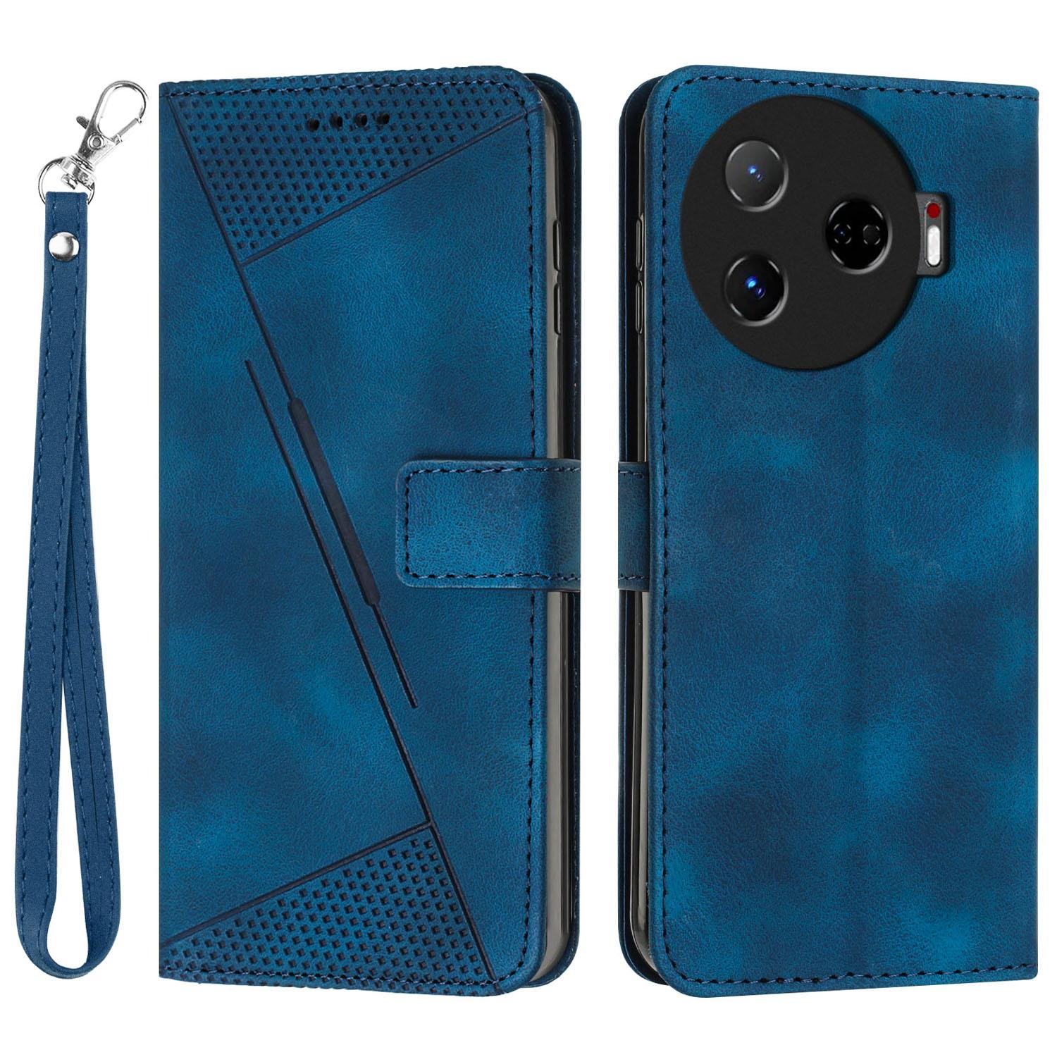 

Для чехла для мобильного телефона TECNO Camon 30 Pro 5G Кожаный чехол-подставка с треугольным тиснением Sapphire