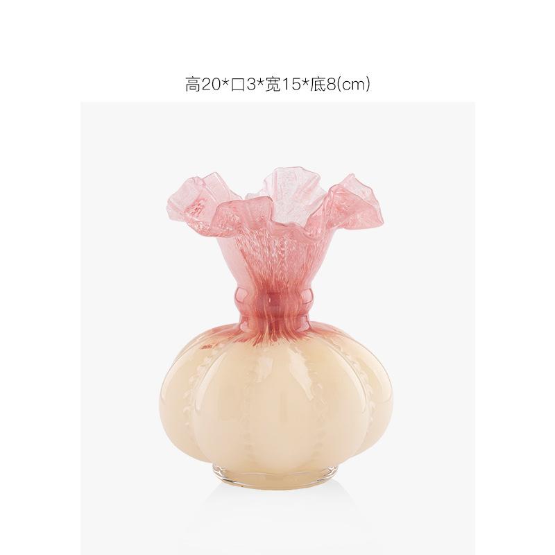 

Luxury Glass Vase French Vintage Fenton Style for Living Room Tabletop Flower Decor