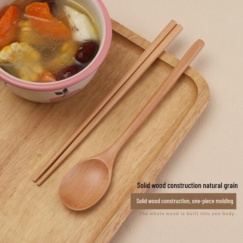 Natural Wood Portable Chopsticks and Fork Set
