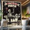 Halloween 'GET NAKED' Shower Curtain Set - Skeleton & Cat, 12 Hooks, Water-resistant Polyester, Machine Washable, All-season