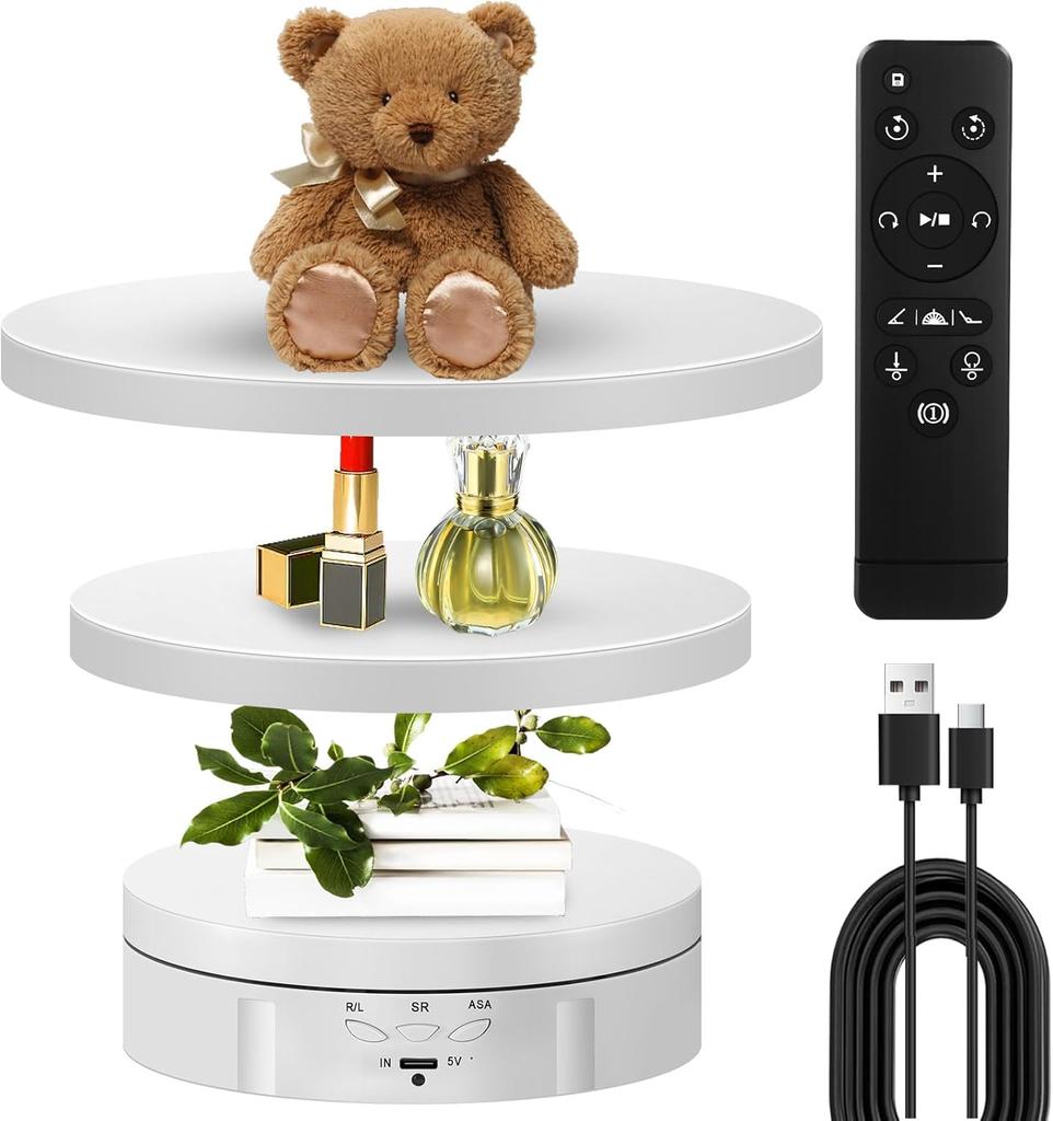 3 in 1 Motorisierter Drehteller 360 Elektronischer Drehteller mit 5.74/7.08/8.66'' Ersatzabdeckung Drehender Präsentationsständer