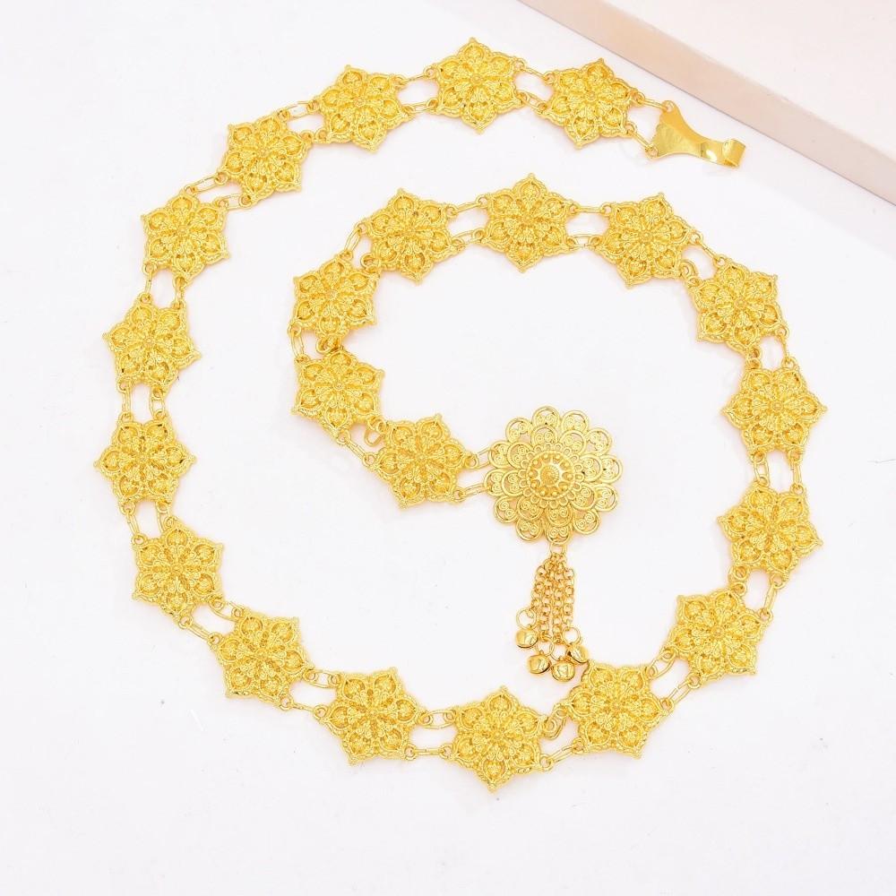 Jewelry Hollow Out Flower Necklace Metal Dance Dress Belt Chains  Party Decoration