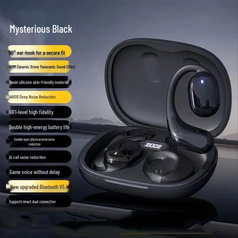 2024 Open-Ear Bluetooth Sports Earbuds with Digital Display, Long Battery Life, and Noise Cancelling