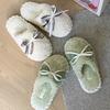 Fashion Casual Fluffy Slippers Women House Fashion Bowknot Designer Shoes Girls Home Popular Winter Warm Elegant Footwear Indoor Flats