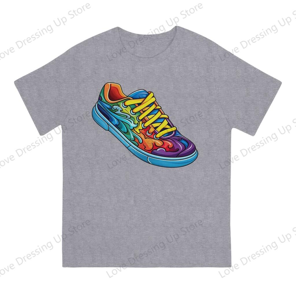 100pure Cotton Casual Unisex Tshirt Colorful Sneakers Graffiti Short Sleeve Tshirts Harajuku Tee Funny Tops
