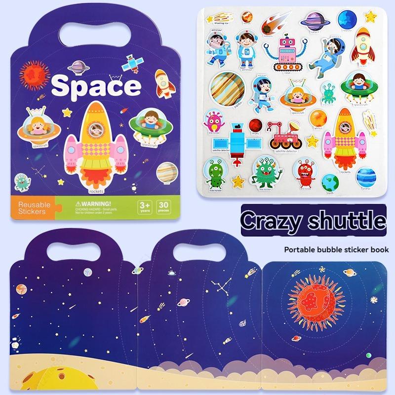 6 Styles Reusable Sticker Activity Pad,Stickers with Scene Backgrounds Educational Learning Travel Stickers Book Birthday Gifts