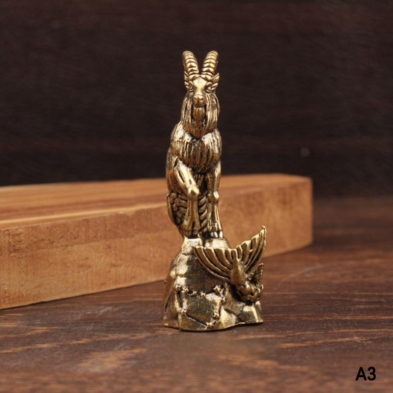Scultura Capra dello Zodiaco Cinese Statuetta Pecora in Ottone Statua Portafortuna Ornamento da Scrivania Ricchezza Fengshui Per Decorazione Casa