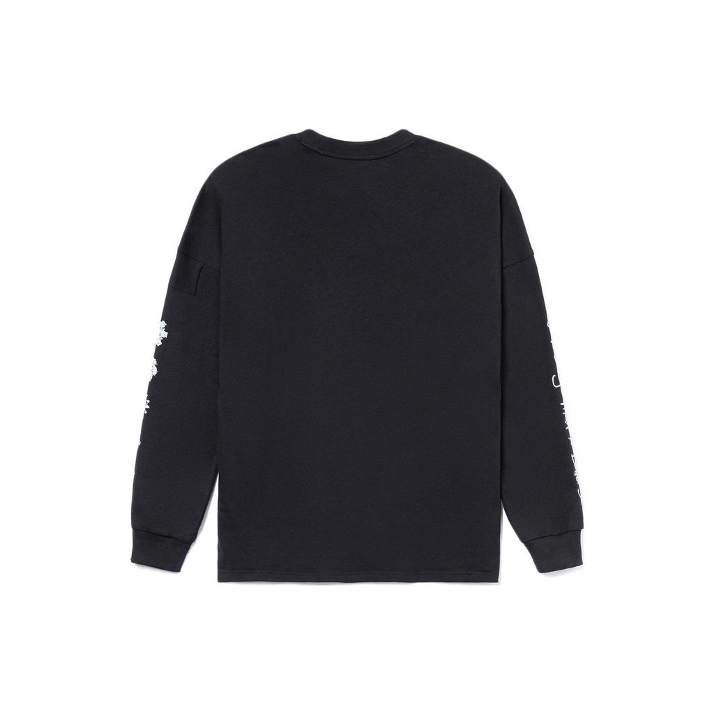 Li-Ning BAFIVE X Jon Burgerman Artist Co-Branded Series Graphic Print Loose Crew Neck Long Sleeve T-Shirt Men Tops Black AHSR757-3