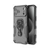 For iPhone 17 Pro Max Phone Case WANLONFENG PC TPU Back Cover Kickstand with Tempered Glass