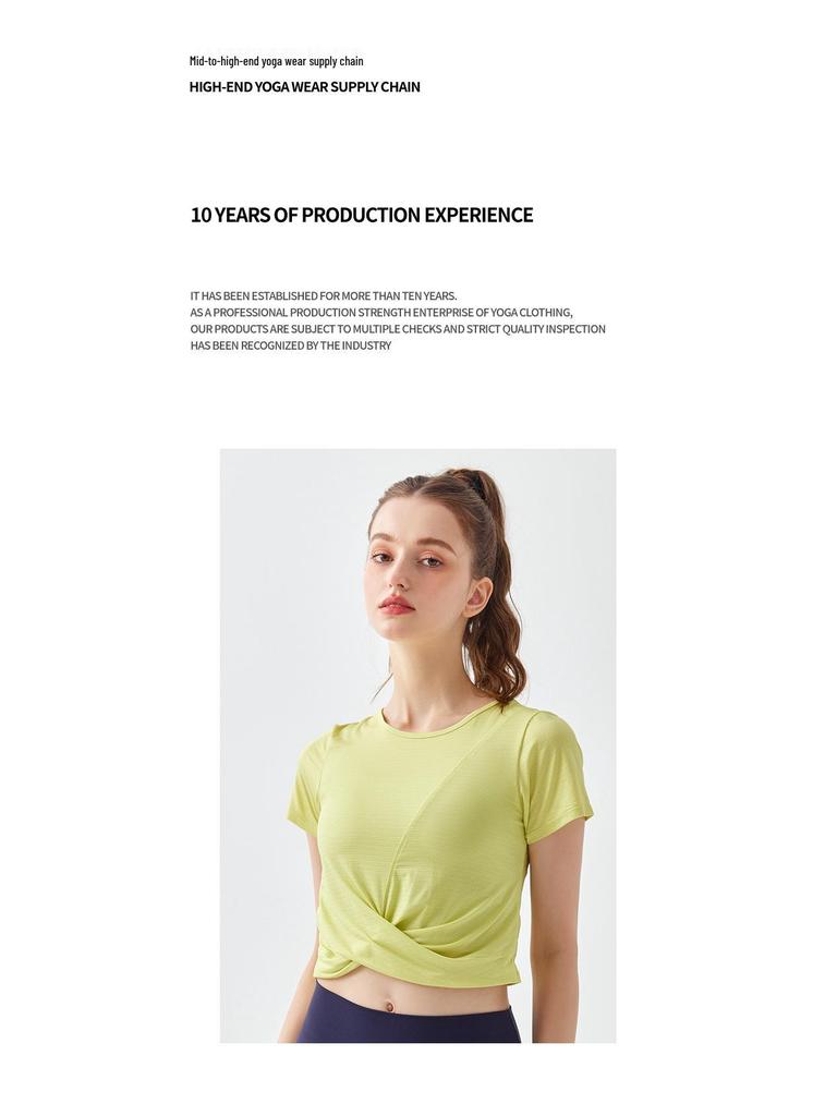 Cross-Wrap Bare-Feel Quick-Dry Short-Sleeve Yoga Crop Top