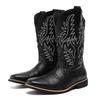Fashion Autumn and Winter Brown Men's Western Boots Big Size 48 Quality High Leather Boots For Men Design Embroidered Cowboy Boots Man
