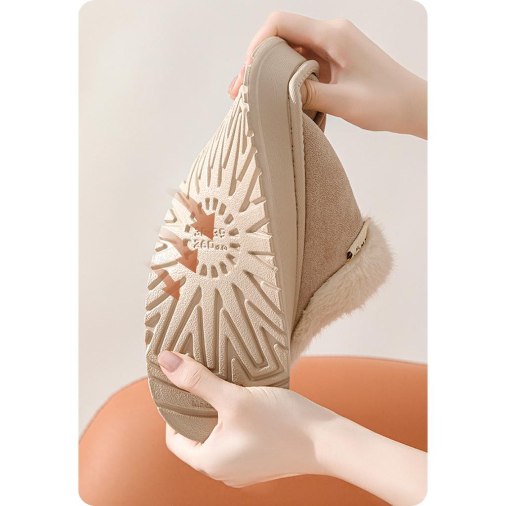 Cotton Slippers for Women, Winter Indoor Home, Thick Soled, Anti Slip, Outerwear Bag with Warm and Plush Cotton Slippers for Men