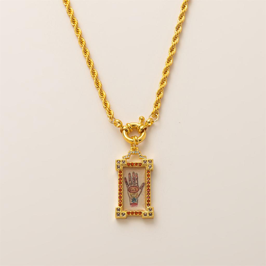 Bohemian Style, Generous Card, Tarot Card Necklace, Women's Sun, Moon, Demon's Eye Necklace, Gold-plated and Color Preserved