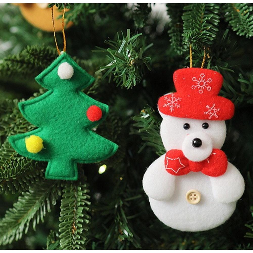 Christmas Tree Pendants Set Felt Decorations with Santa Snowmen Reindeer for Holiday Tree Fireplace Door Car Hanging