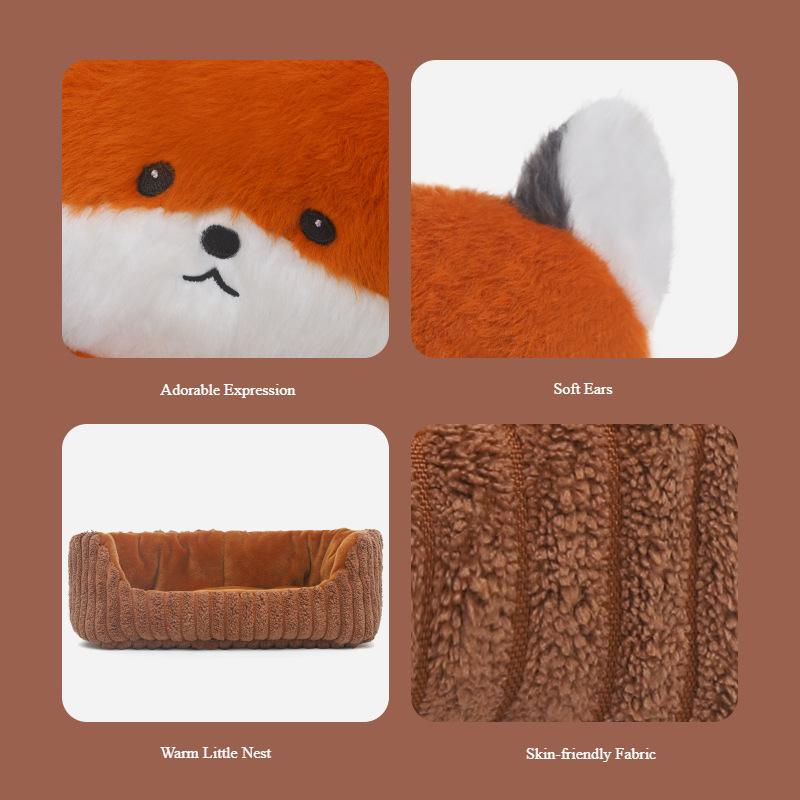 Fox Cub Plush Toy - Ultra-Soft Stuffed Animal, Sleep Aid Pillow & Birthday Gift for Kids