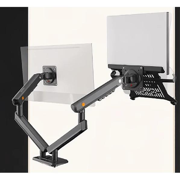Desktop NB F160 + FP-2 Gas Spring Dual Arm for 17"-27" Monitor Holder + 10"-17" Laptop Support Air Press Mount Stand Load 2-9kg