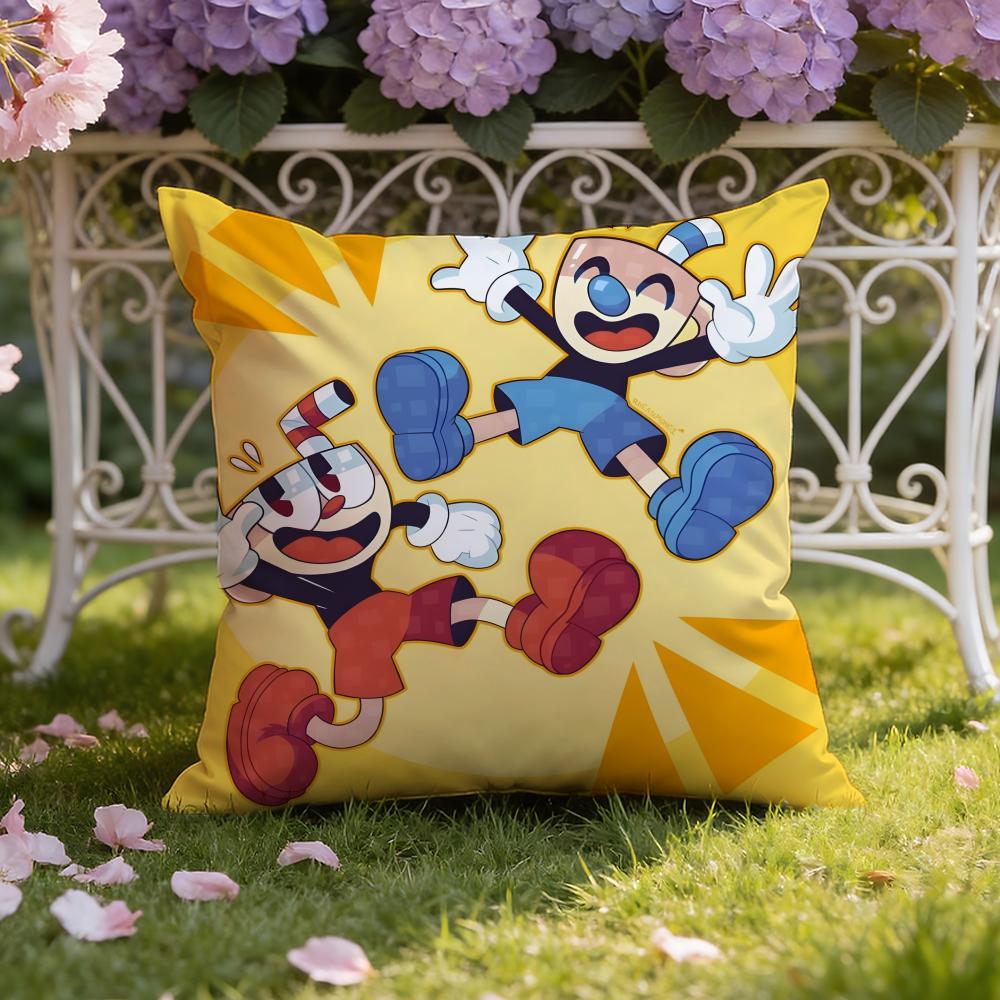 Cartoon C-Cuphead Cushion Cover Home & Car Dual-Scene Pillow Cover: Reversible for Premium Comfort
