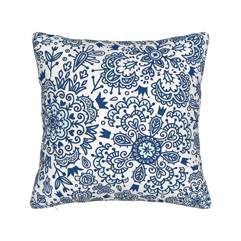 Pillow Cover Bohemian Blue And White Floral Novelty Pillow Case For Living Room Chair Pillowcases