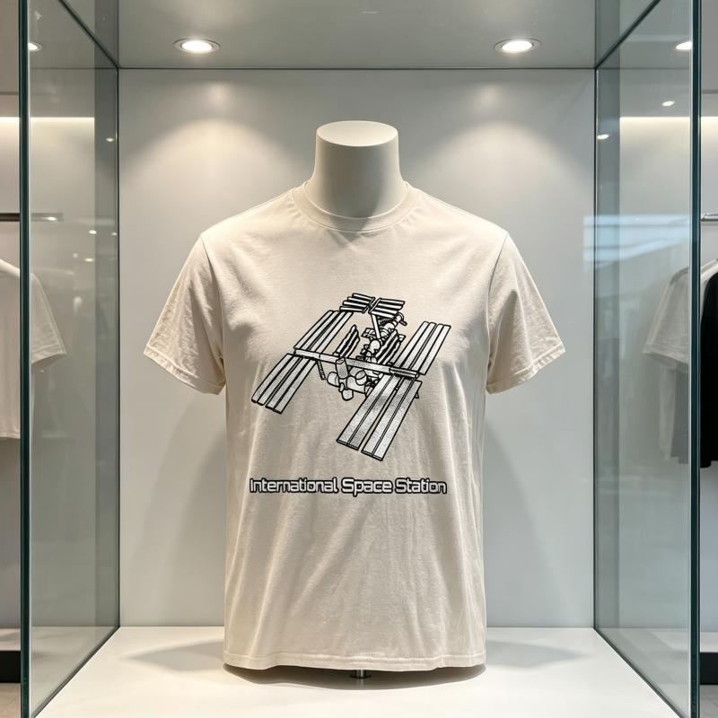 2026 Hot Selling Comfortable G44 Beige Cotton Unisexs Cool Space Pattern Tshirt Street Wear Plus Size Oneck Unisex Tshirt
