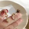 Micro-Inlay Star & Moon Asymmetrical Diamond Earrings – High-Quality, Luxurious Women's Accessories