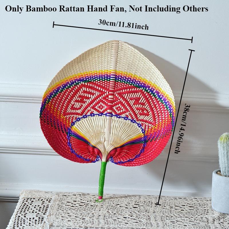1PC Pure Handmade Peach Shaped Bamboo Woven Fan/ Bamboo Rattan Hand Fan Summer Cooling Supplies Hand Cranked Fan /mini Fan/