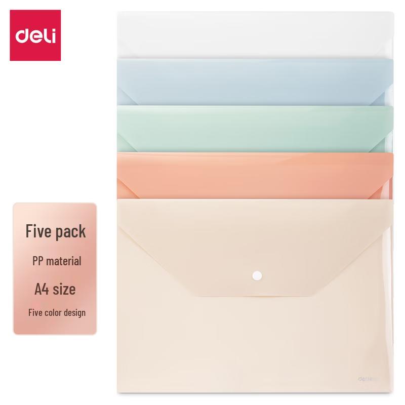 Deli A4 Clear Snap Button Document Folders