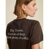 American Vintage Niche Design Sense Playing Tennis and Drinking Coffee Letters Print Pure Cotton Short Sleeve T-shirt Women