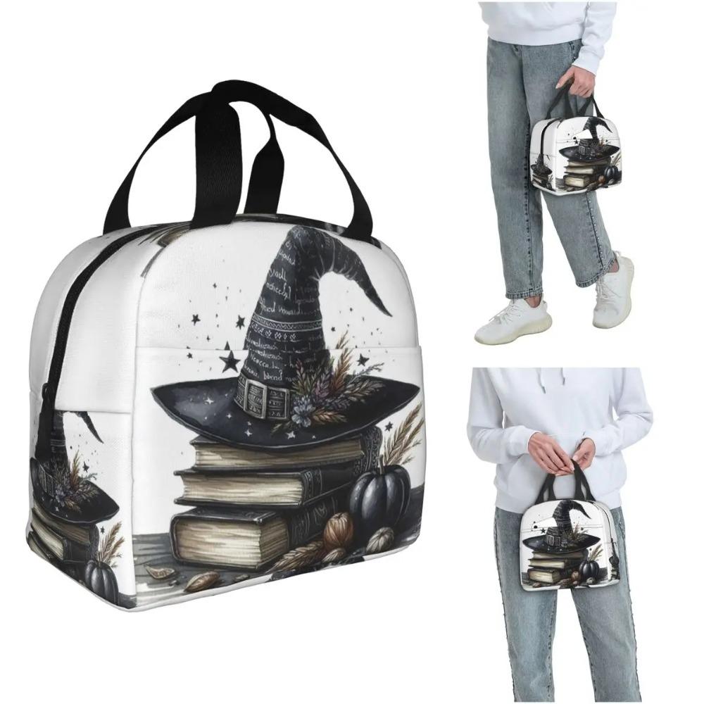 One Arcane Witch Hat Pattern Insulated Lunch Bag for Women Children Portable Food Boxes Thermal Lunch Box Tote