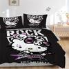 3pcs Cool Rock Hello Kitty Pattern Bedding Three-Piece Set (1 Cover + 2 Pillowcases, No Fillings),  Soft and Comfortable W021