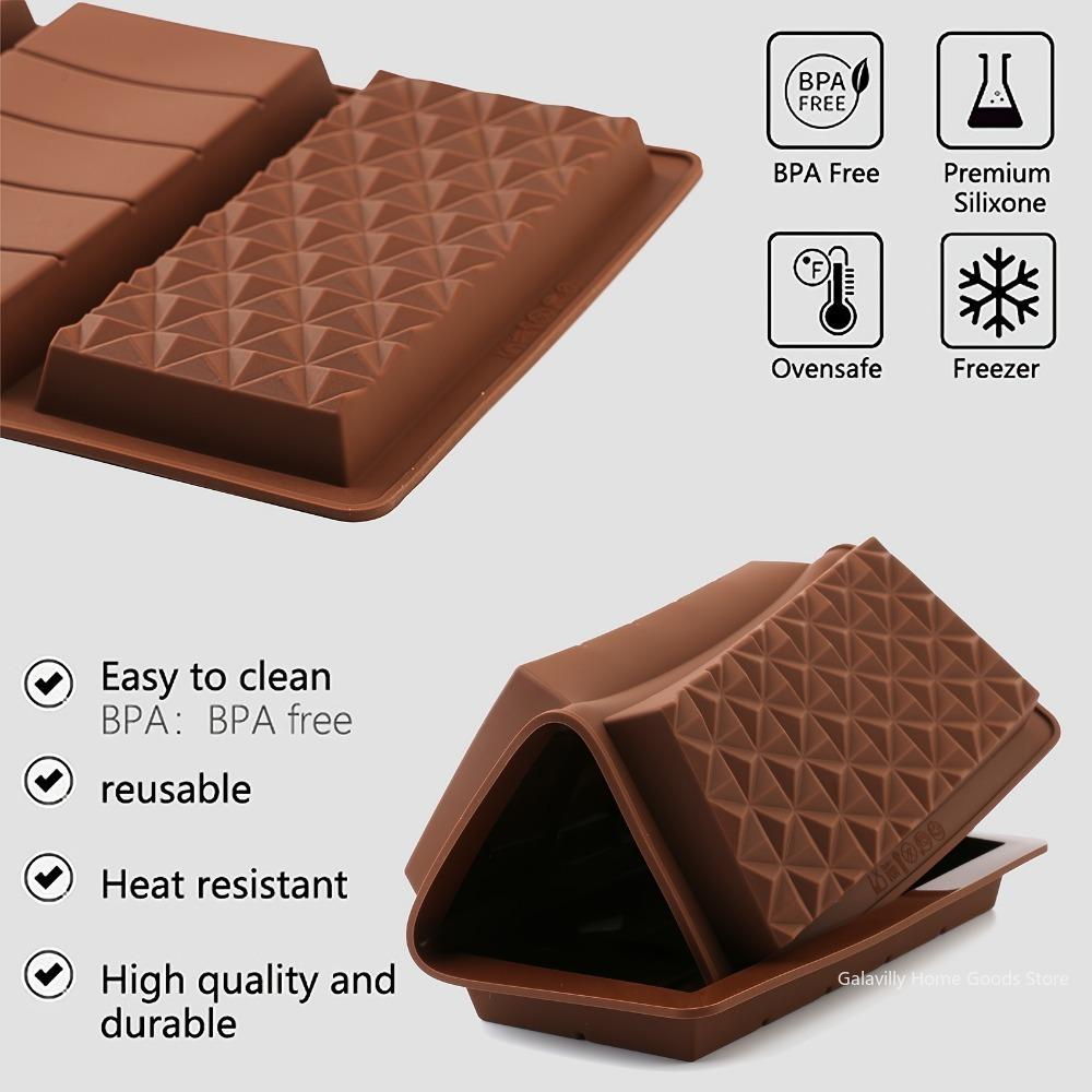 3-in-1 Thick Silicone Chocolate Bar Mold - Large Pistachio Filling Mould Food-Grade Reusable for Professional Candy Crafting
