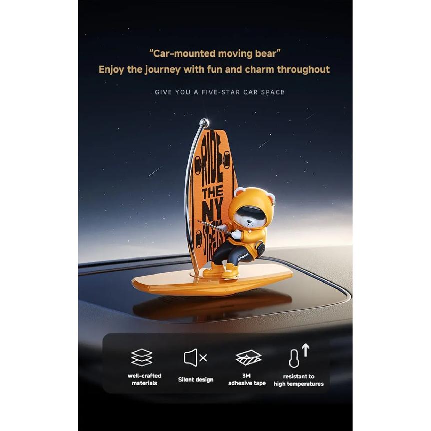 1 Stück Auto-Wackel-Surfer-Bär Kreatives Ornament für Auto-Mittelkonsole Autozubehör
